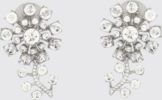 Self Portrait Flower-Shaped Brass Lobe Earrings with Rhinestones