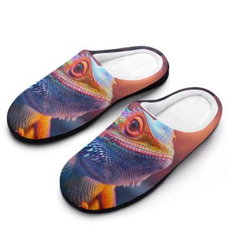 Generic Bearded Dragon Lizard Reptile Womens Slippers Warm House Slippers Indoor House Shoes with Anti-Skid Rubber Sole