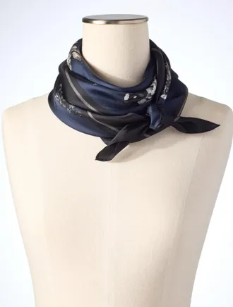 Talbots Moonlight Floral Square Scarf - Blue - 001 Talbots