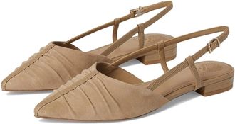 Vince Camuto Womens Vince Camuto Agnes Flats Sand Suede Pointed Toe Slingback HAWK1312