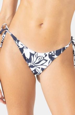 Roxy Oceanside Tie Side Cheeky Bikini Bottoms in Mood Indigo at Nordstrom Rack, Size X-Large