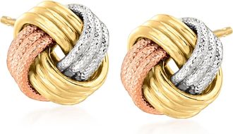 Ross-Simons Italian 14kt Tri-Colored Gold Love Knot Earrings