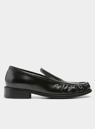 Acne Studios Mens Metallized letter leather loafers Men
