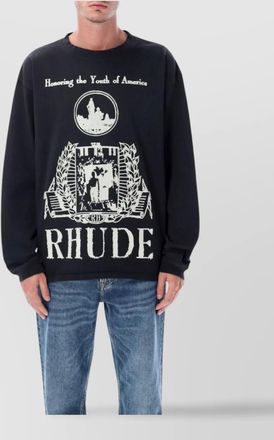 Rhude cotton oversized long-sleeve graphic t-shirt