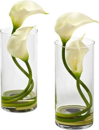 Nearly Natural Double Calla Lily with Cylinder in Cream at Nordstrom