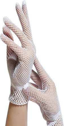 Generic White Mesh Wedding Gloves Summer Full Finger Gloves Performance Gloves (White, One Size)