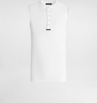 Dolce & Gabbana Cotton Serafino T-shirt - Man T-shirts And Polos White Cotton 44