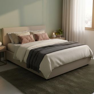 Dmora Talamo Italia - Cama Matrimonial Bertilla, Cama Contenedor Con Tapizado En Ecopiel, 100% Made In Italy, Apertura Frontal, Con Colch&oacute;n Cm 160x190 Inclu