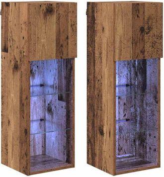 vidaXL Wall-mounted TV Cabinets 2 pcs Old Wood 30.5 x 30 x 90 cm vidaXL