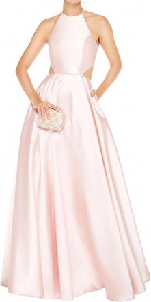 Alyce Paris High Neck Simple Gown In French Pink