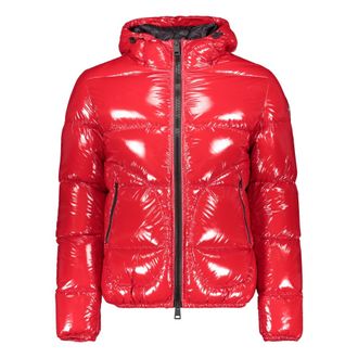 Herno Glanzende donsjack met capuchon - Heren - Gewatteerde jassen - Rood - M - Jassen