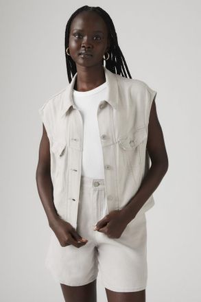 Levi's Chaleco Shrunken 90s de lino - Mujer - M - Blanco / Crystal Grey