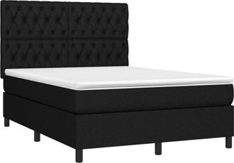 vidaXL Cama Box Spring Con Colch&oacute;n Tela Negro 140x190 Cm Vidaxl