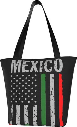 AOOEDM American Flag Mexico Reusable Tote Bag Women Casual Handbag Shoulder Bags for Shopping Groceries Travel Outdoors