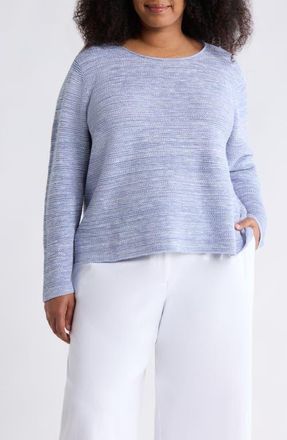 Eileen Fisher Crewneck Organic Linen & Organic Cotton Sweater in Haze at Nordstrom, Size 2X