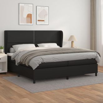vidaXL Vidaxl - Cama Box Spring Con Colch&oacute;n Cuero Sint&eacute;tico Negro 200x200 Cm