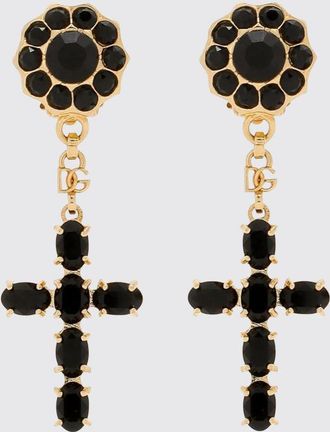 Dolce & Gabbana Orecchini a clip a croce con cristalli e monogram DG