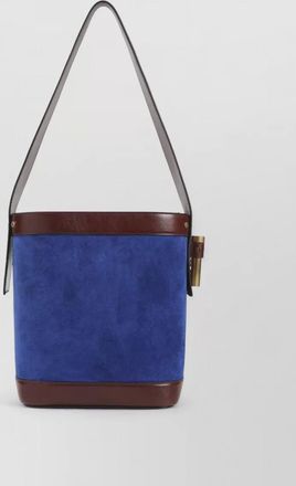 Versace suede bucket bag leather trim chain