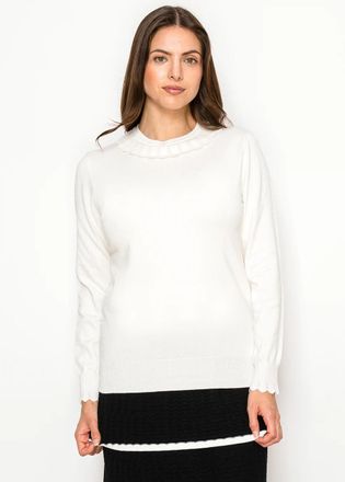 YAL New York Elegant White Crewneck Sweater with Detail