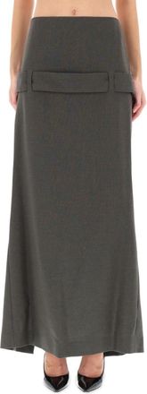 Jean Paul Gaultier Grey Solid Maxi Skirt