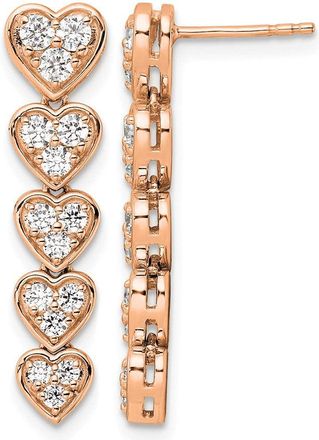 Diamond2Deal 14k Gold 1 ct Lab Grown Diamond Heart Dangle Earrings VS Clarity, D-E Color