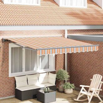 vidaXL Toldo Retr&aacute;ctil Manual Rayas Multicolor 300x250 Cm Tela Vidaxl
