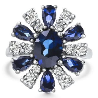 Pompeii3 3.80Ct Nicole Blue Sapphire Diamond Ring 14k White Gold Lab Grown Size: 5.5