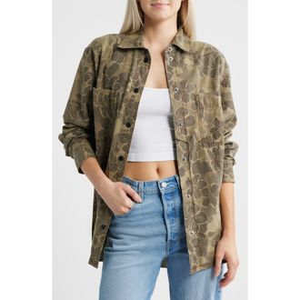 Rip Curl Paradise Camo Cotton Button-Up Shirt in Khaki at Nordstrom, Size X-Small