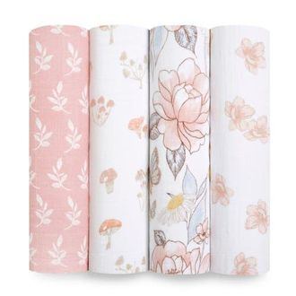 Aden + Anais Boutique 4-Pack 100% Organic Cotton Muslin Swaddles in Earthly at Nordstrom