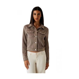 Guess Jassen, Dames, Beige, S, Polyester, Studded Jacket