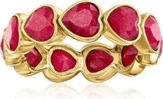 Ross-Simons Ruby Heart Ring in 18kt Gold Over Sterling