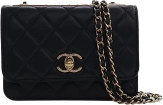 Chanel Pre-owned Portemonnee met ketting - Dames - Vintage Accessoires - Zwart - ONE Size - Leer - Vintage
