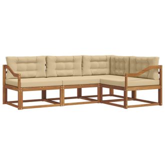 vidaXL Conjunto De Sof&aacute;s De Exterior Con Coj&iacute;n 4 Pcs Natural Y Beige Vidaxl