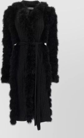 The Attico alpaca-blend ribbed belted long cardigan coat