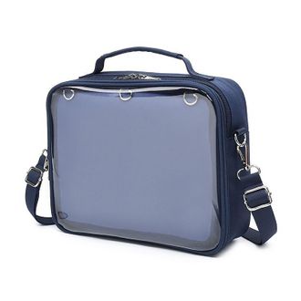 Generic Oxford Ita Bag, Backpack Satchel Crossbody Messenger Shoulder Bag with Clear Window for Pin Display, Badge Ita Bag for Anime Fans (navy)