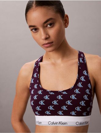 Calvin Klein Womens Icon Cotton Modal Unlined Bralette - Purple - XXS