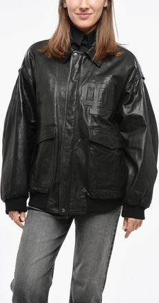 Dsquared2 Oversize-Fit Leather Bomber Jacket Dsquared2