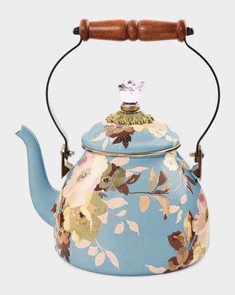 MacKenzie-Childs Wild Rose Slate Small Tea Kettle