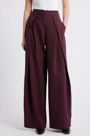 Mango Laura Pleated Wide Leg Pants in Maroon at Nordstrom Rack, Size 4
