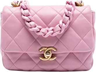 Chanel Pre-owned Mini Crossbody Tas - Dames - Vintage Mini Tas - Roze - ONE Size - Leer - Vintage