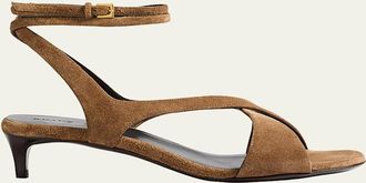 Khaite Liria Suede Ankle-Strap Sandals