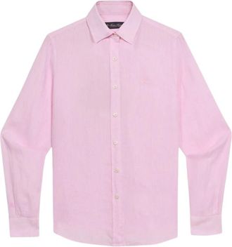 Brooks Brothers Linnen Overhemd met Logo - Dames - Overhemden - Roze - M - Linnen - Overhemden
