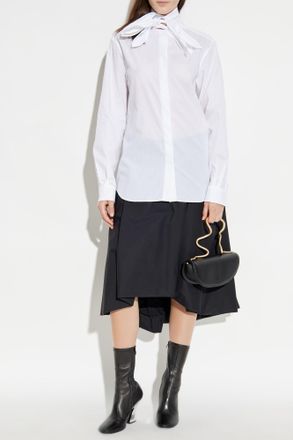 Moschino Blouse With Decorative Tie At The Neckline, Womens, White