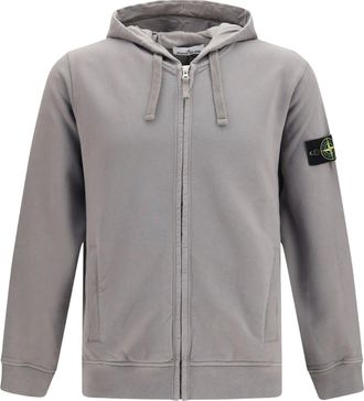 Stone Island Compass Logo Patch Zip-Up Hoodie