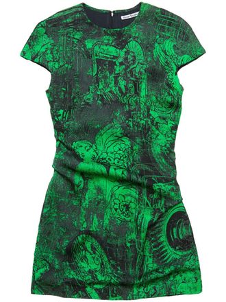 Acne Studios Abito corto con fantasia astratta - Verde