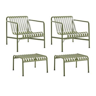 HAY Palissade 2x Lounge Chair Low + 2x Ottoman, olive