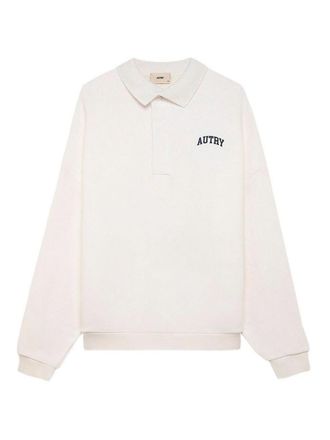 Autry White Long-Sleeve Polo With Logo