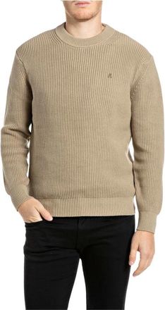 Replay Gebreide trui met ronde hals - Heren - Ronde hals truien - Beige - M - Katoen - Truien & Vesten