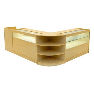 MonsterShop Europa LED Shop Counter Set B1200, C1200, TB60 & LM60 - Maple in Beige