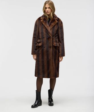 NVLT Womens Military Mink Faux Fur Coat